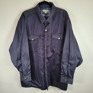Haband Mens Navy Blue Flannel Lined Shacket Work Shirt XL
